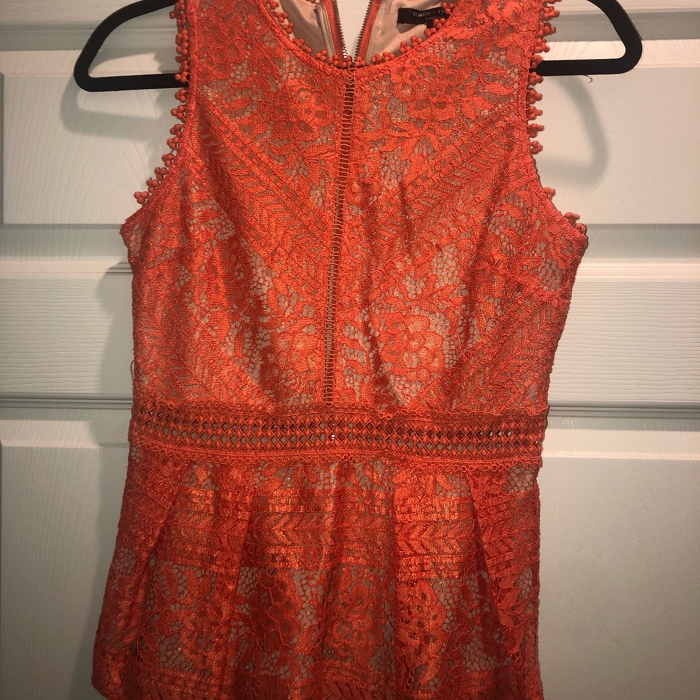 Romeo & Juliet Couture Orange Peplum Blouse